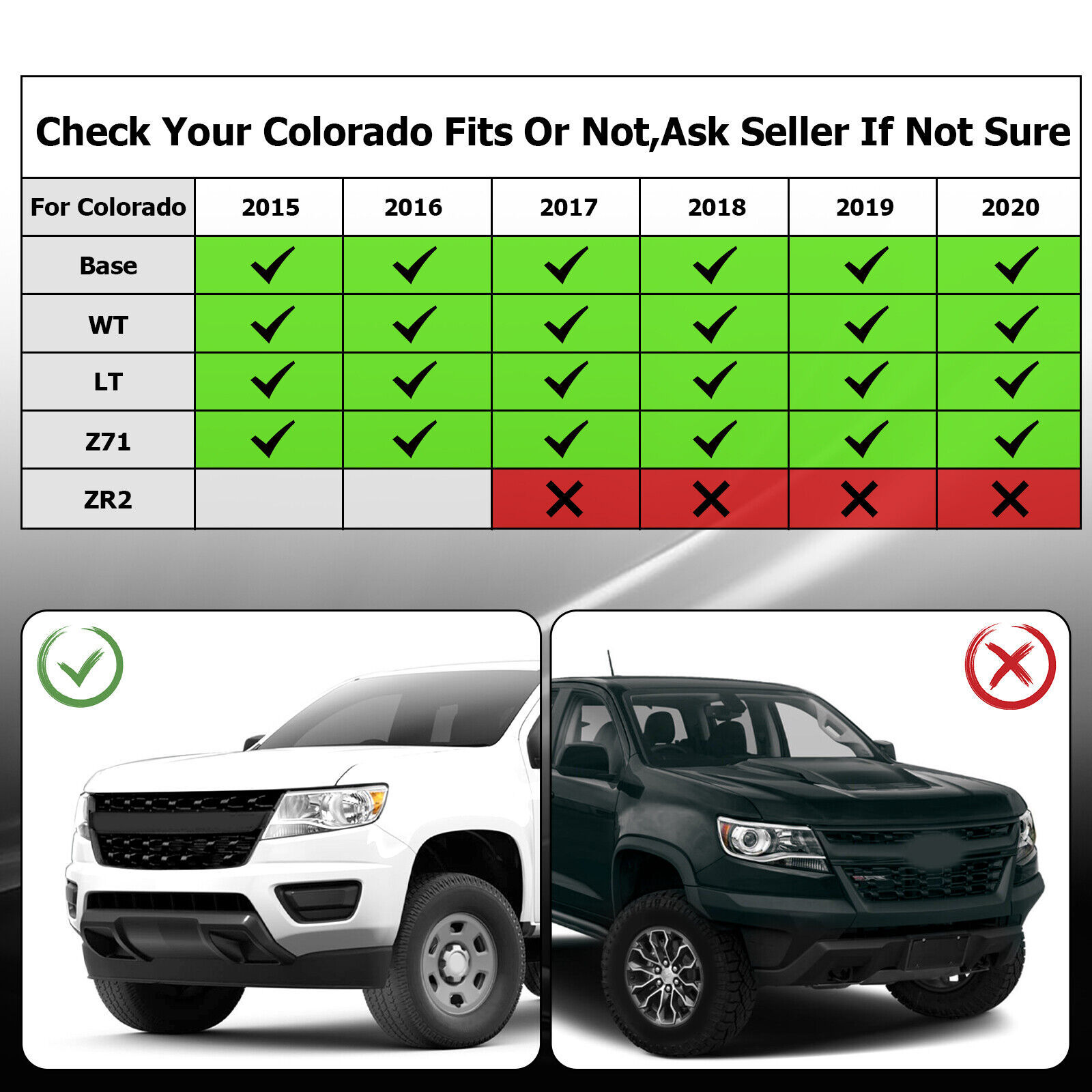 Front Upper Grill Grille For Chevrolet Colorado Z71 WT LT 2015-2020