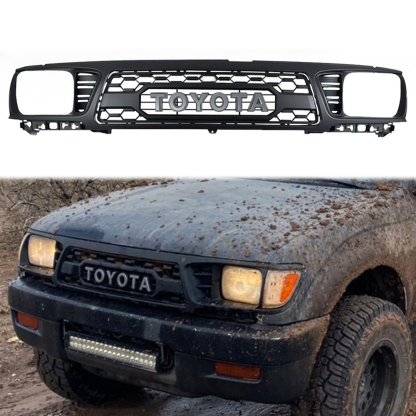 🎄Christmas Grille Discount 🎅🏼  Front Grill For Toyota Tacoma 1995-1996 Grille With Letter with Light Matte Black