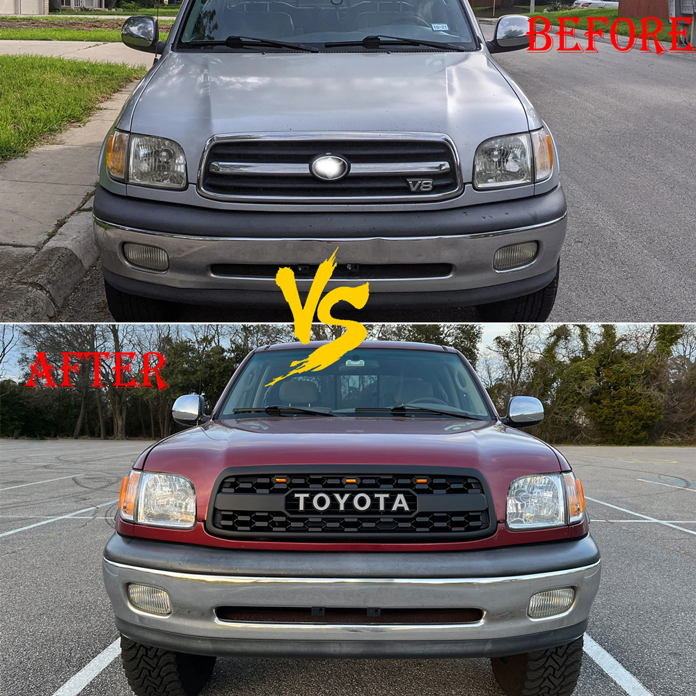 Front Grill For 2000-2002 Toyota Tundra Grille With Led Lights w/ Letter