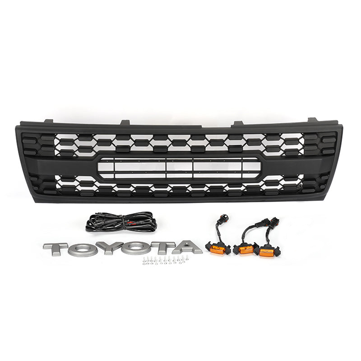 For Toyota Tacoma 1997-2000 Front Grill Black Upper Grille Mesh With LED Lights w/Letters