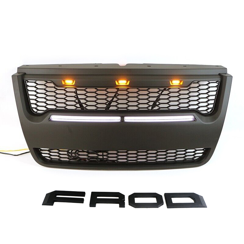 Front Grille For FORD EXPLORER 2006-2010 w/ Light Bar w/Letters Matte Black