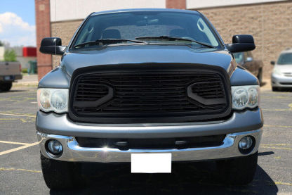 Front Grille for 2002-2005 Dodge Ram 1500 Grill W/Letters & LED Black