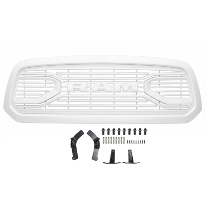 For 2013-2018 Dodge Ram 1500 Front Grill Upgrade Big Horn Style Grille Mesh Glossy White