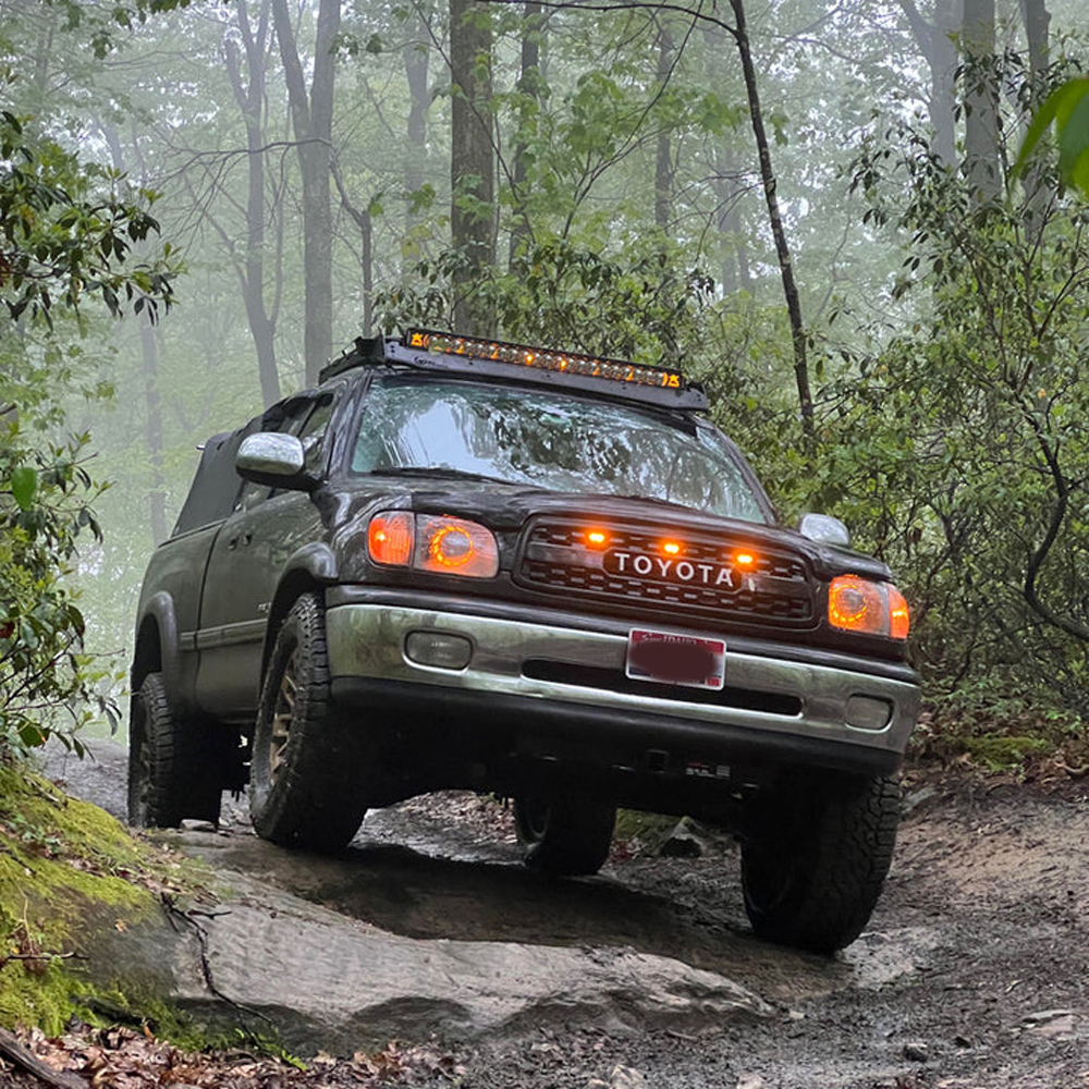 Front Grille For Toyota Sequoia 2001-2004 Grill w/LED Lights w/Led Light Matte Black
