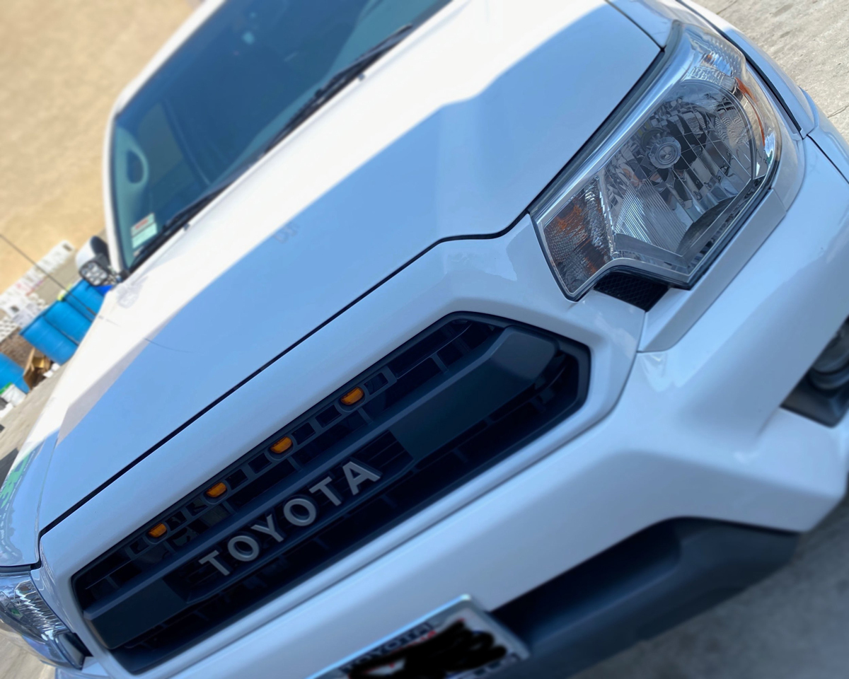 For Toyota Tacoma 2012 2013 2014 2015 Front Grill Grille w/ Lights W/Letter Matte Black