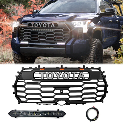 Front Grille For 2022-2023 Toyota Tundra Trd Pro Grill W/ Light & Letter