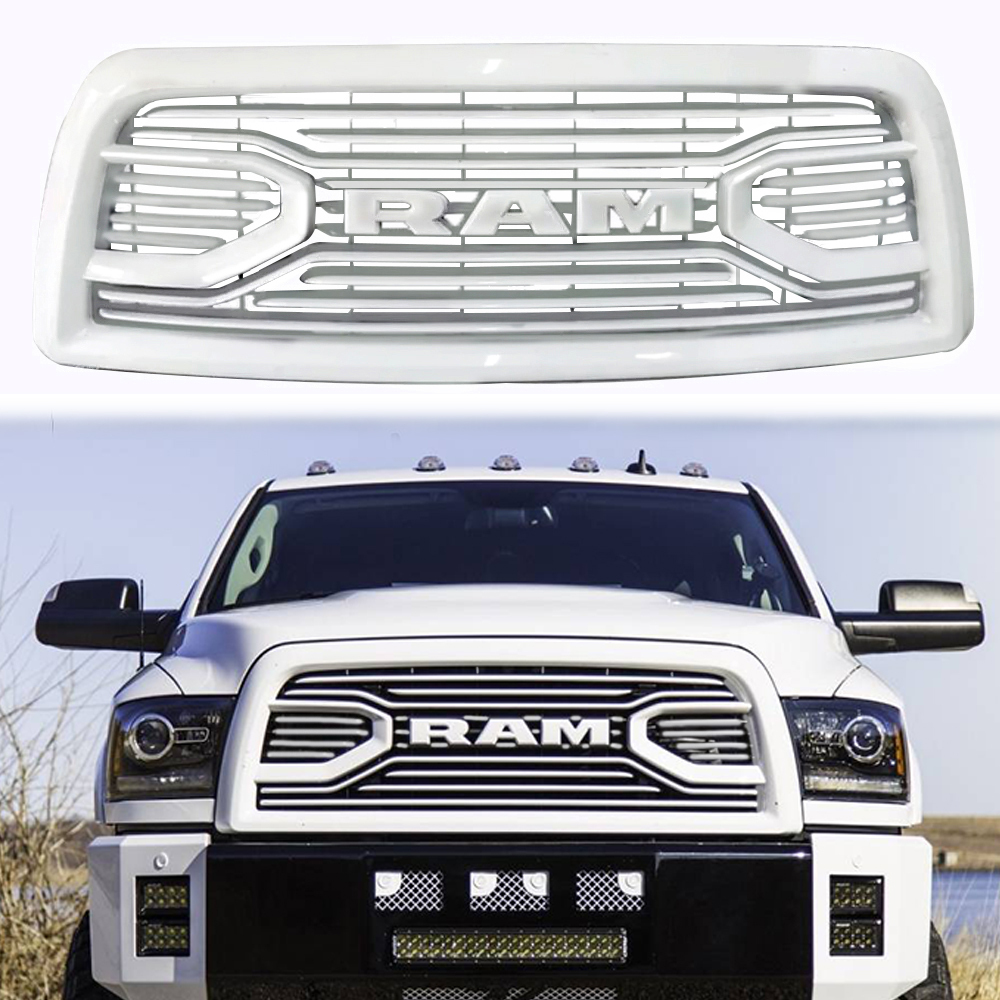 For 2013-2018 Dodge Ram 2500 3500 Grille Big Horn Style Front Grill Bright White Mesh with Letter