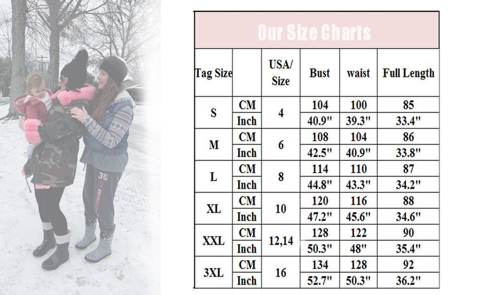 Roiii Winter coat size chart