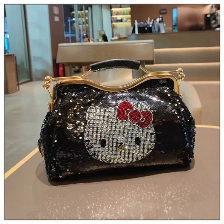 Noble diamond-encrusted leather handbag