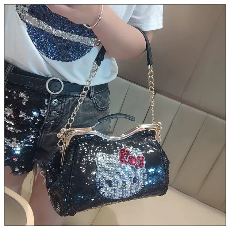 Noble diamond-encrusted leather handbag