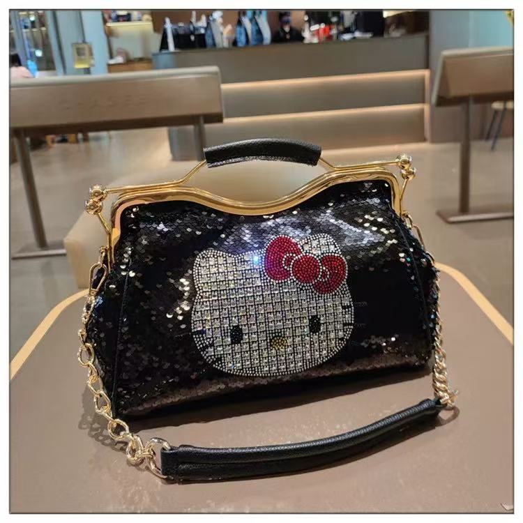 Noble diamond-encrusted leather handbag