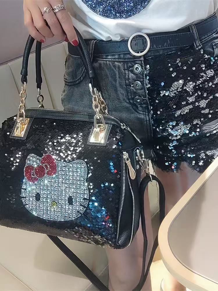 Noble diamond-inlaid leather women's bag