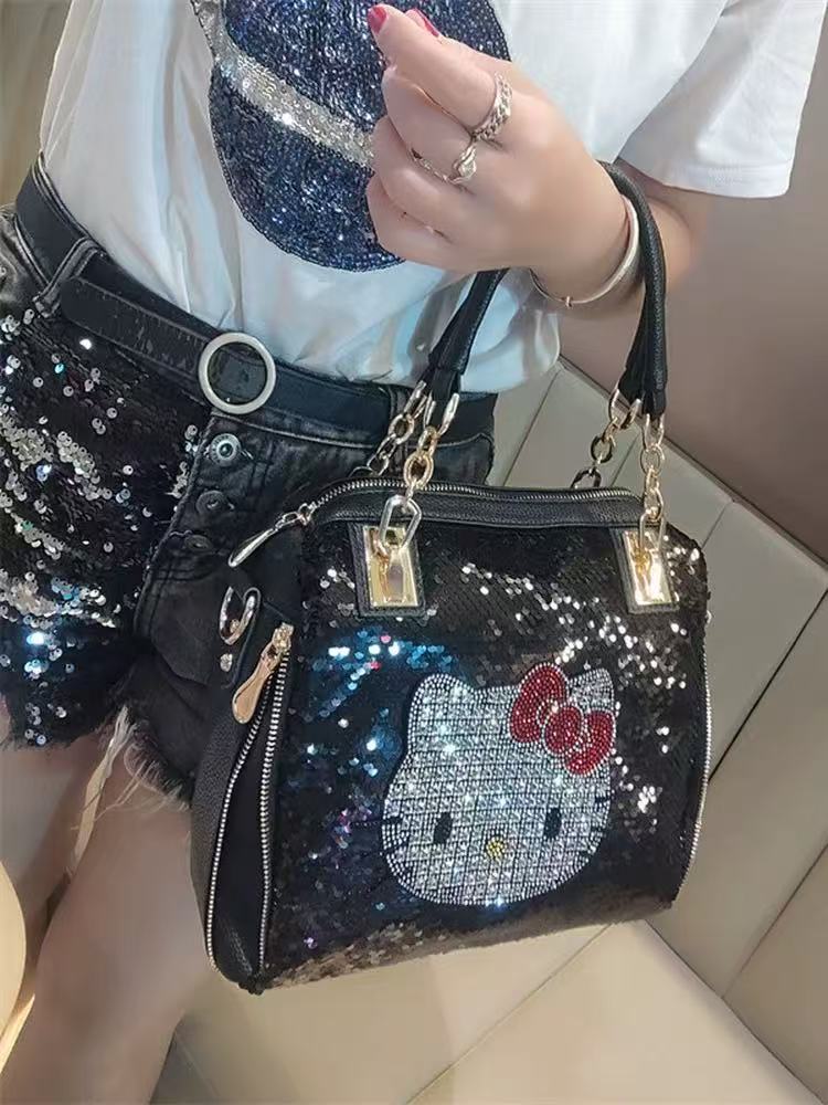 Noble diamond-inlaid leather women's bag