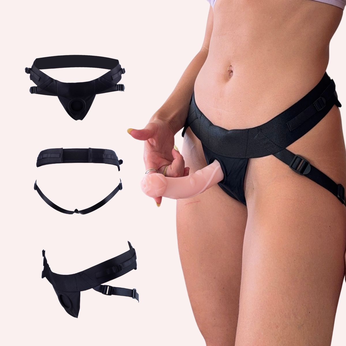 Jock Harness Adjustable Strap On Black - Nylon