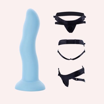 Velvet Touch Blue Dual Density Dildo Harness Kit​ 