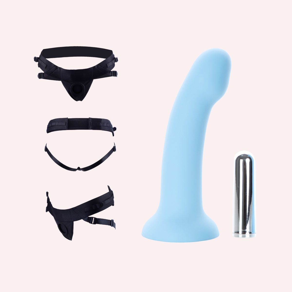 Viva Blue Vibrating Strap On Set 