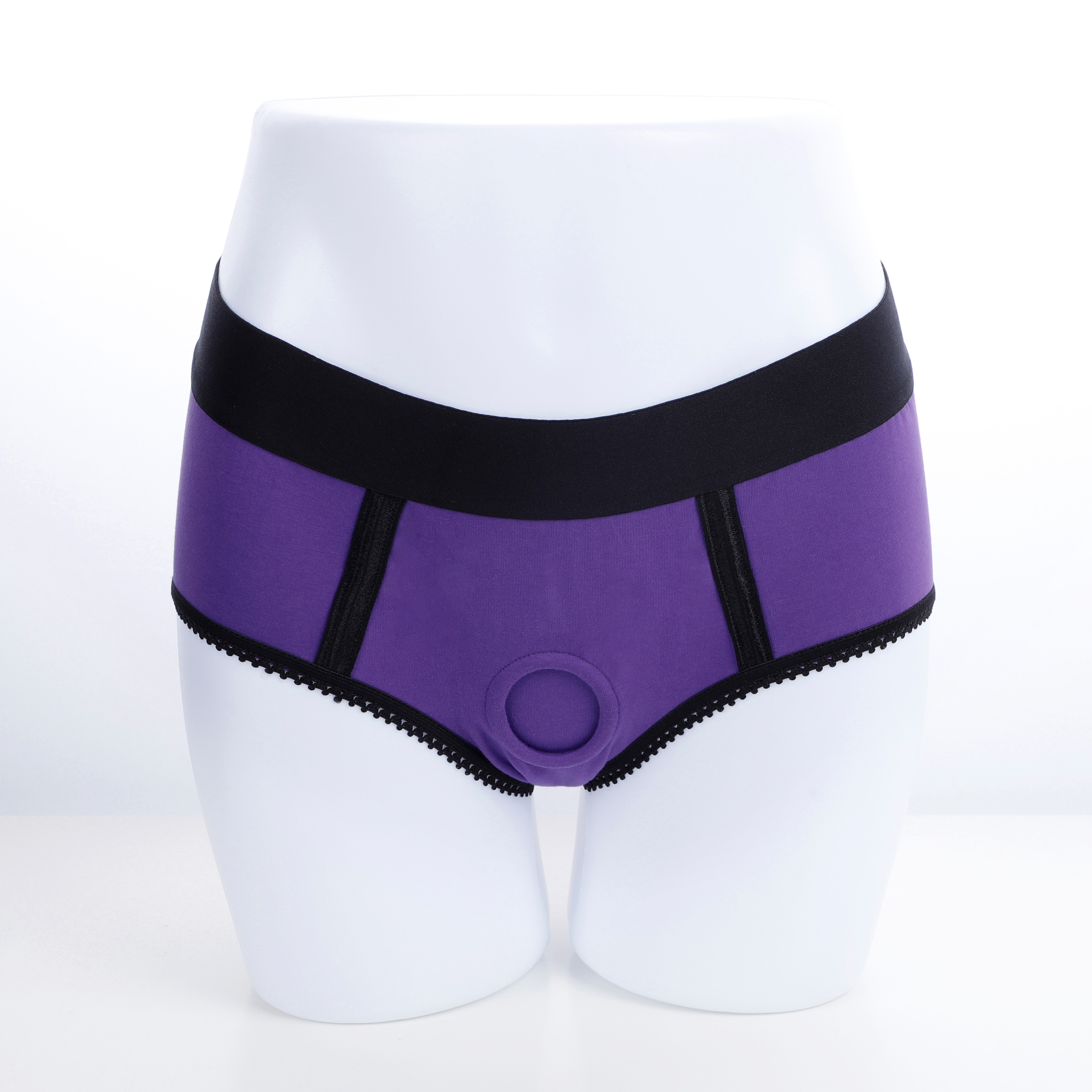 Purple brief Strap on Harness