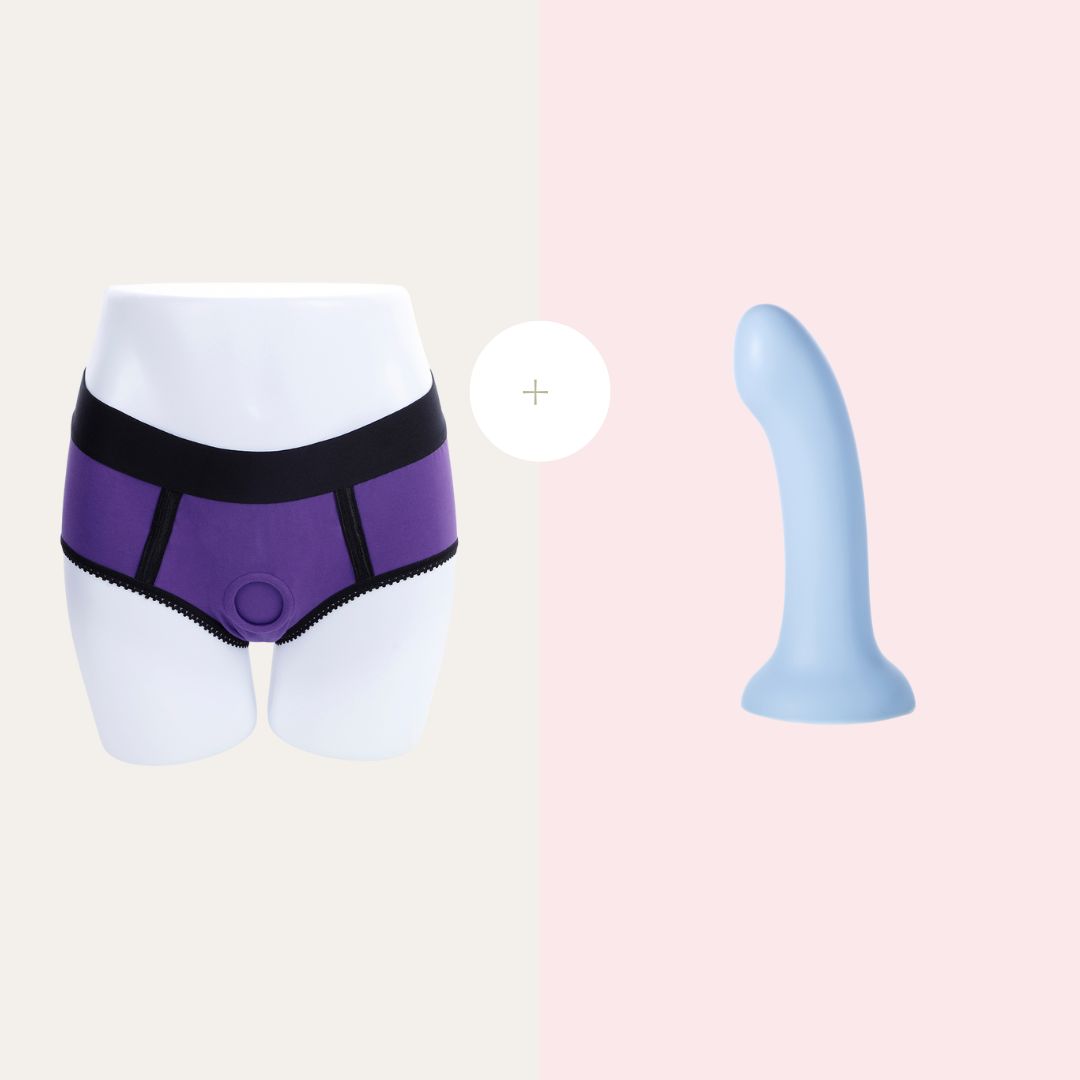 Purple Strap On​ With Harness Briefs And Blue Dildo set