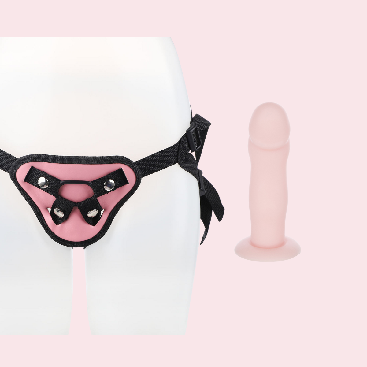 Pink Small Dildo Harness Strap On Set