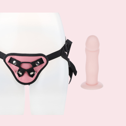 Pink Small Dildo Harness Strap On Set