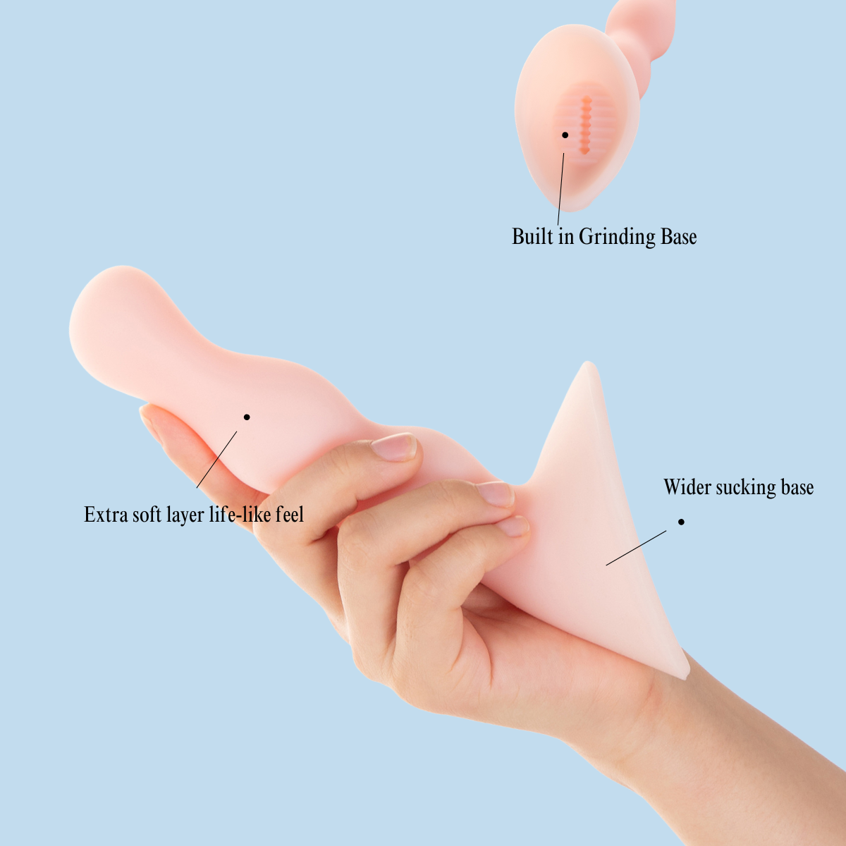 dual density dildo with grinding base