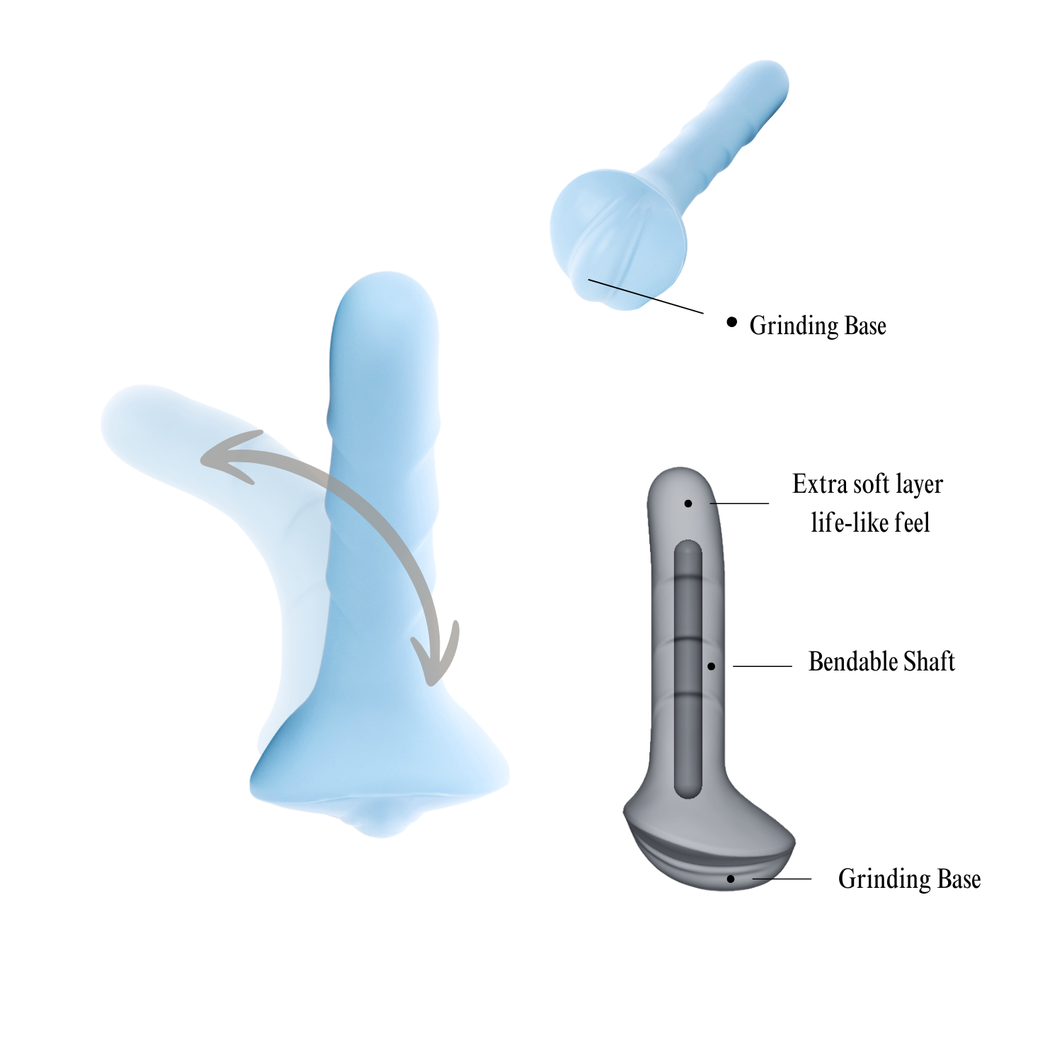 LustHer Grinder Sex Toy Blue Strap On Dildo