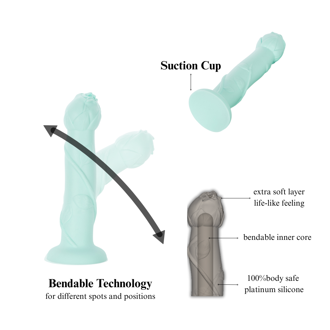 Flexible Dildo​ Dual Density Strap On Rose Cyan