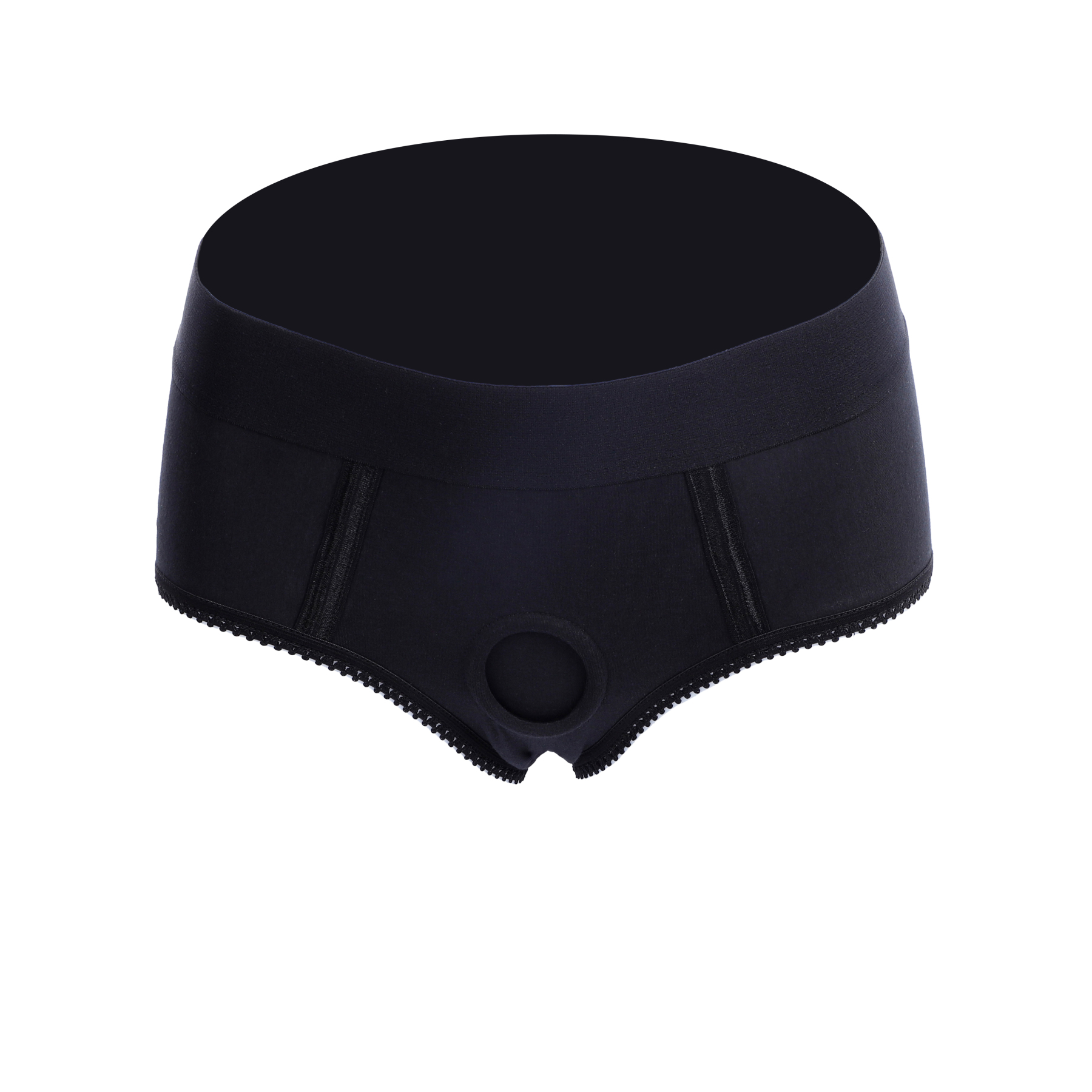 Lace Trim Strap On Harness Panties​ Lingerie Black