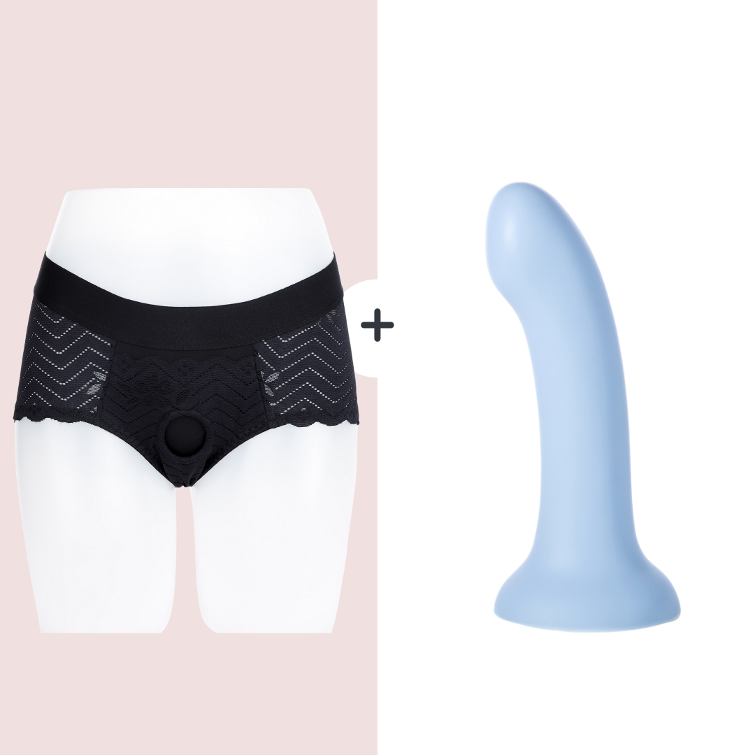 Crassie Kit | Strap On Harness Underwear + Blue Dildo