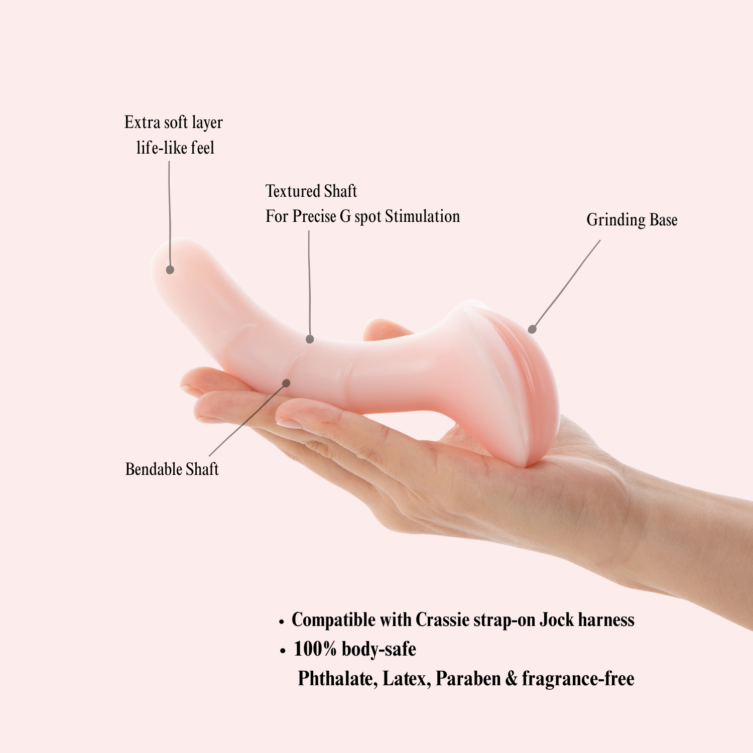 LustHer Pink Strapon Small Dildo Silicone Grinder