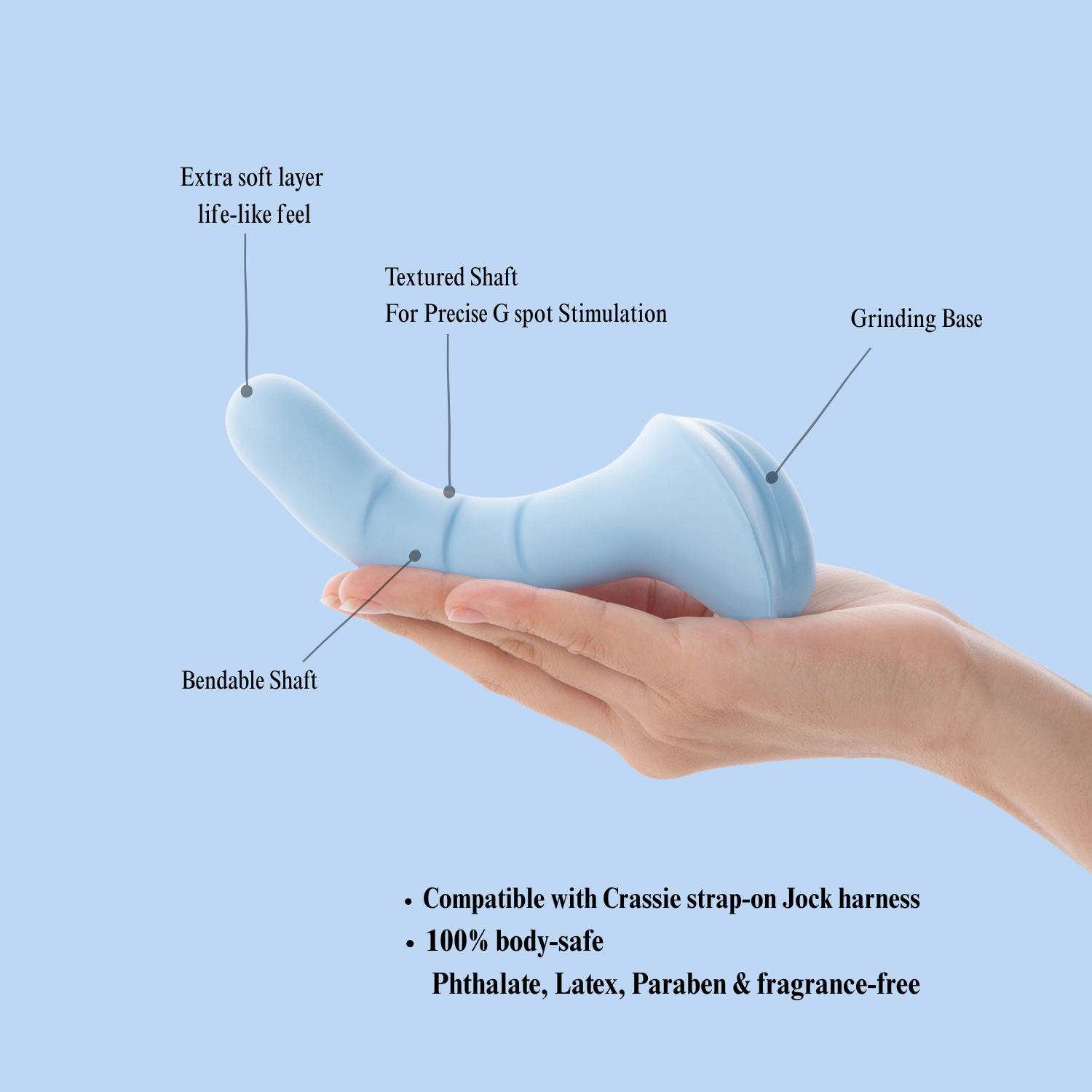 LustHer Grinder Sex Toy Blue Strap On Dildo