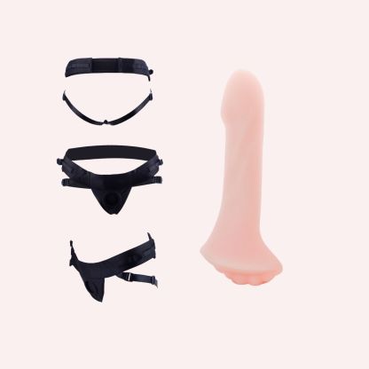 Flex Pink Dual Density  Dildo With Grinding Base + Joque Harness