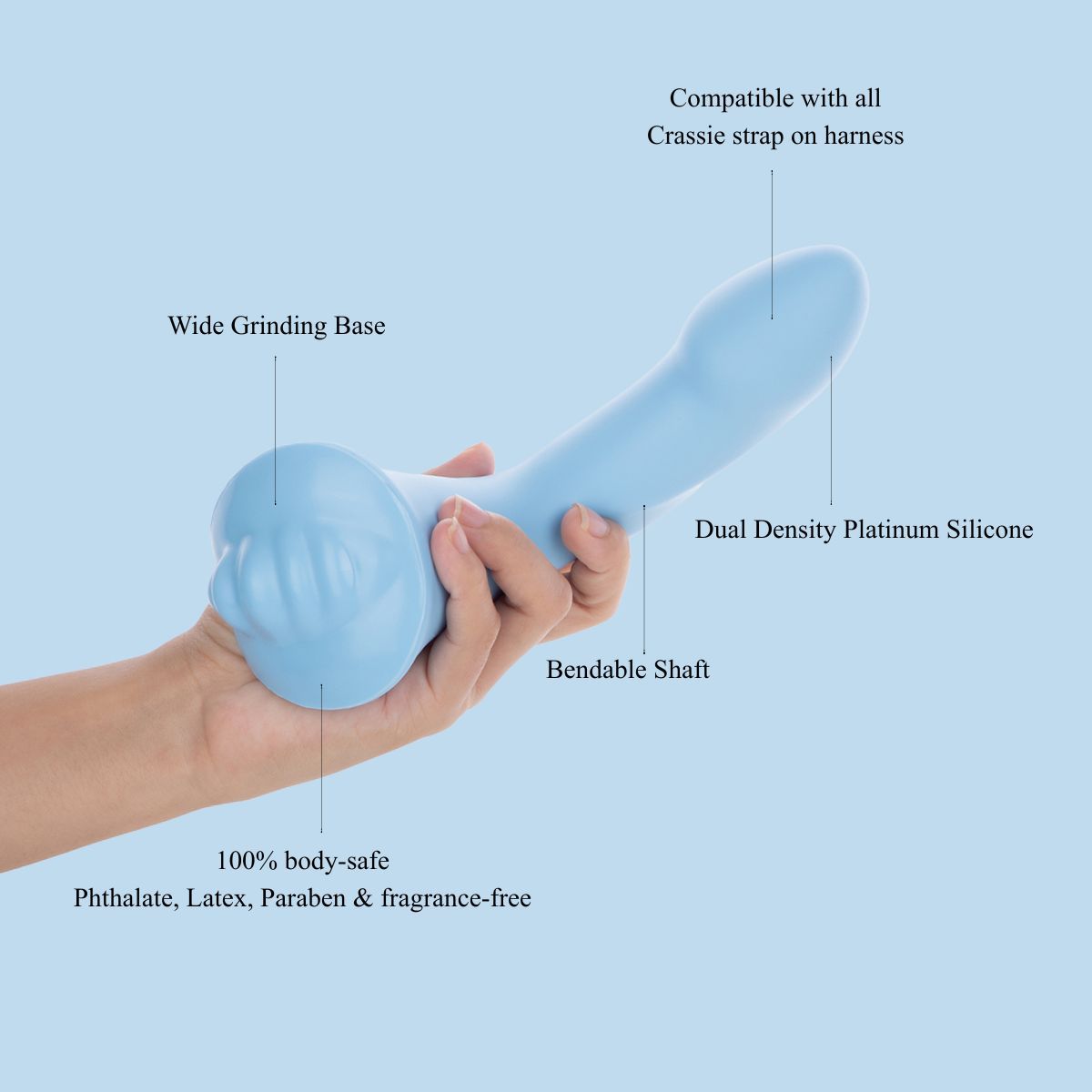 Bendable Dual Density Dildo With Grinding Base