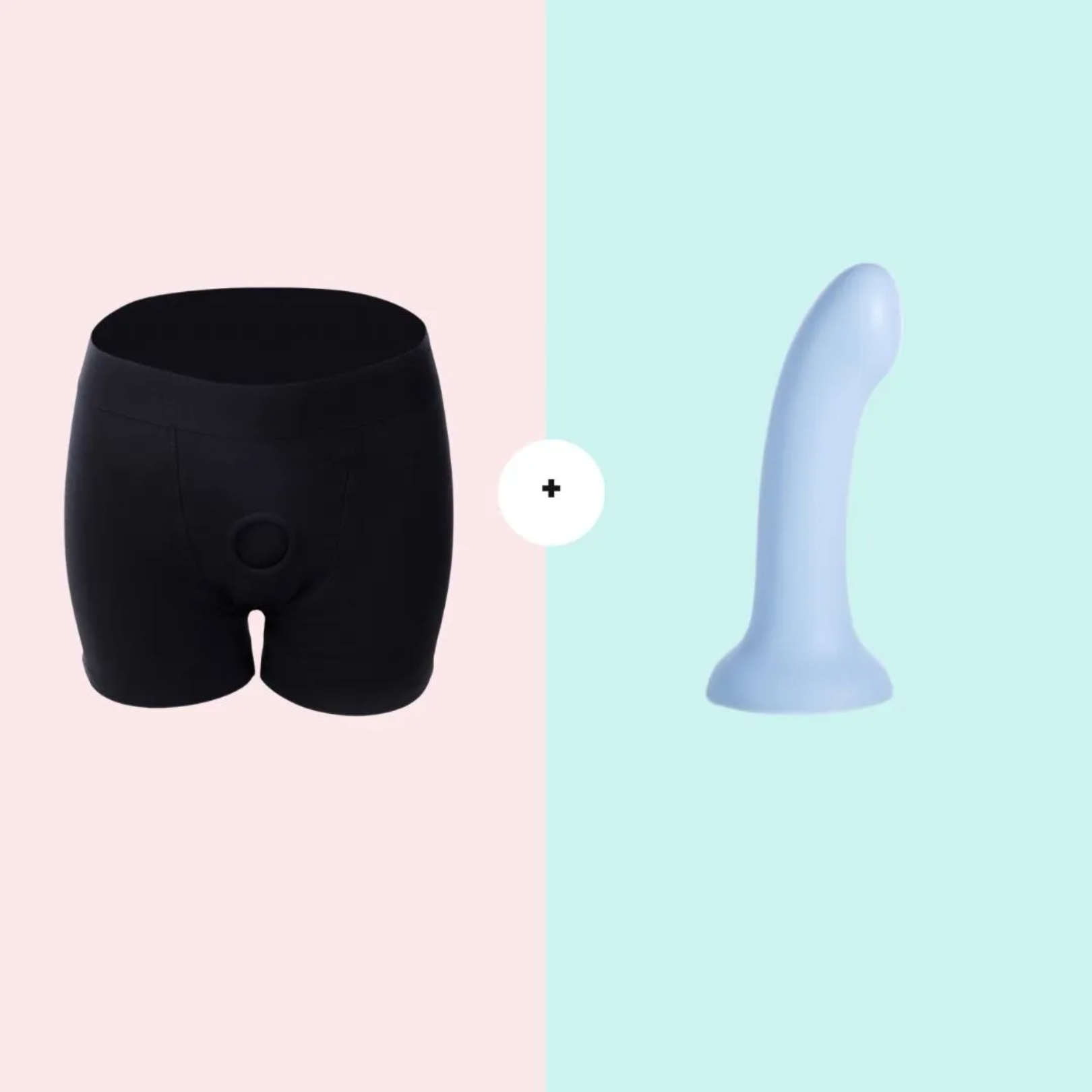 blue dildo with boxer harness