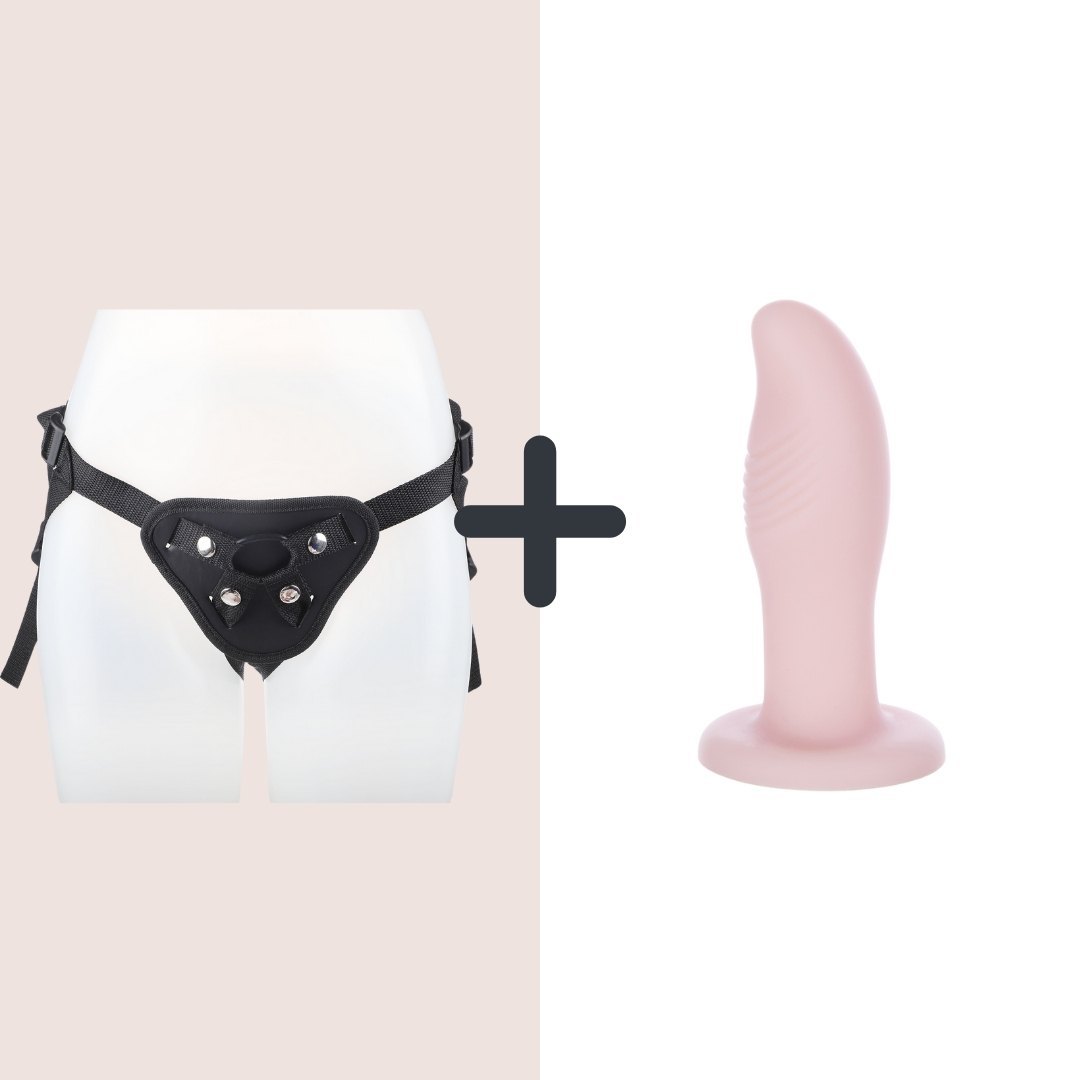 STRAP-ON DILDO LUNA +BLACK HARNESS WITH O'RING