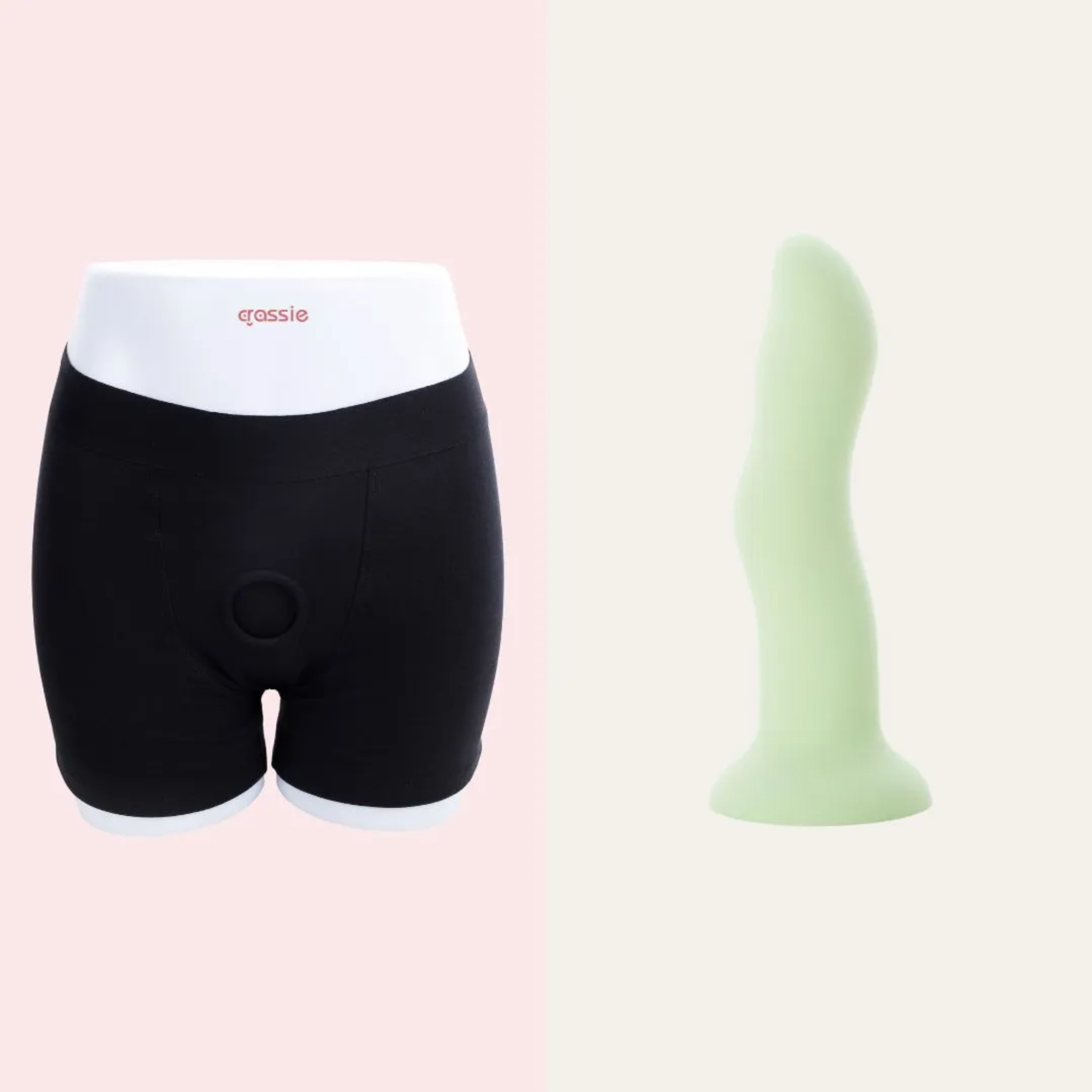 dual density dildo with boxer harness