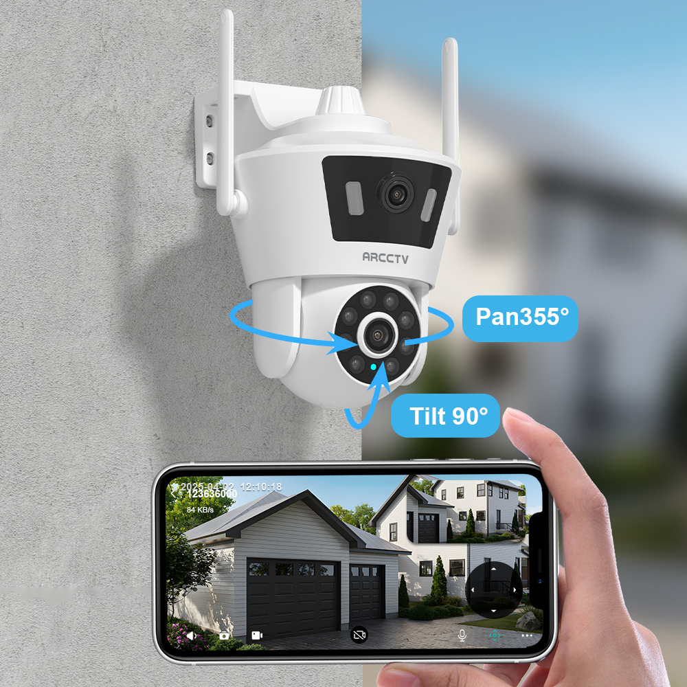 ARCCTV P7 3MP Surveillance Camera Dual Lens Dual Live View Outdoor Camera