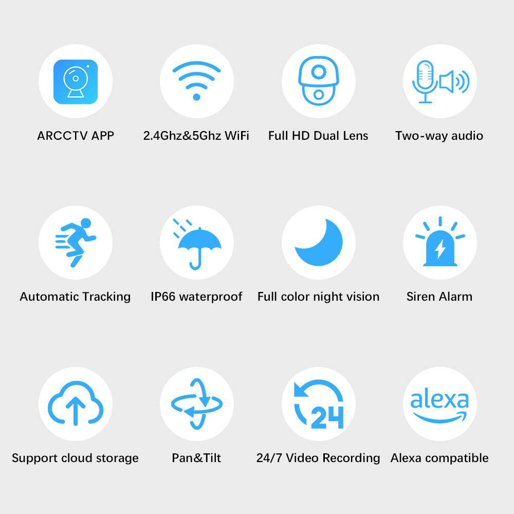 ARCCTV P7 3MP Surveillance Camera Dual Lens Dual Live View Outdoor Camera