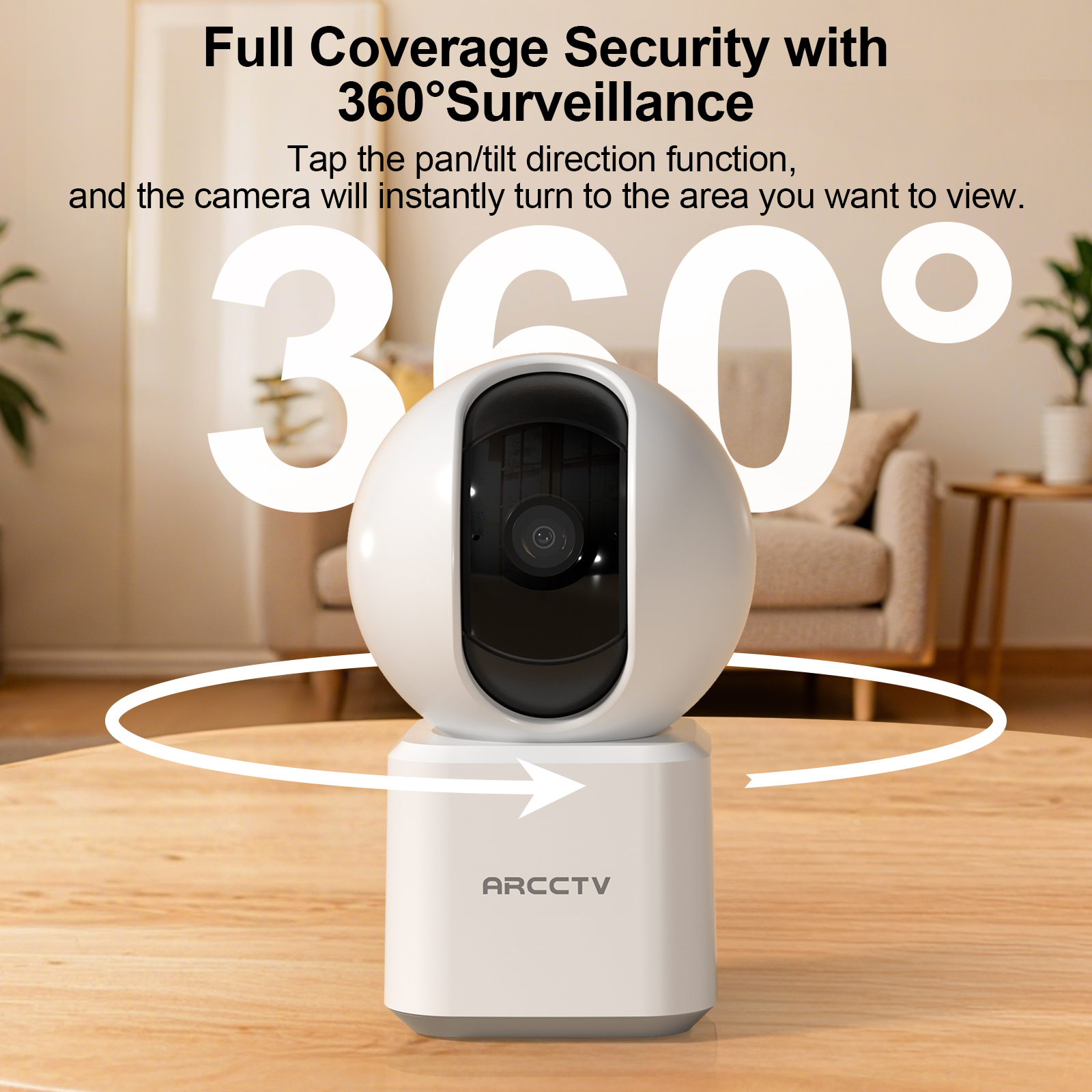 ARCCTV 2K WiFi Baby Monitor Camera HD Two Way Talk IR Night Vision Security PTZ Camera 360° View Auto Tracking
