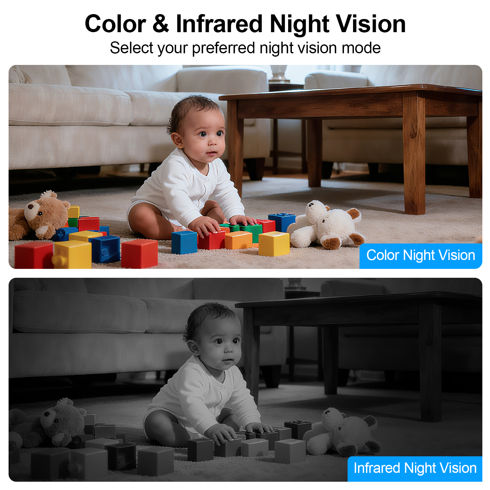 ARCCTV 2K WiFi Baby Monitor Camera HD Two Way Talk IR Night Vision Security PTZ Camera 360° View Auto Tracking