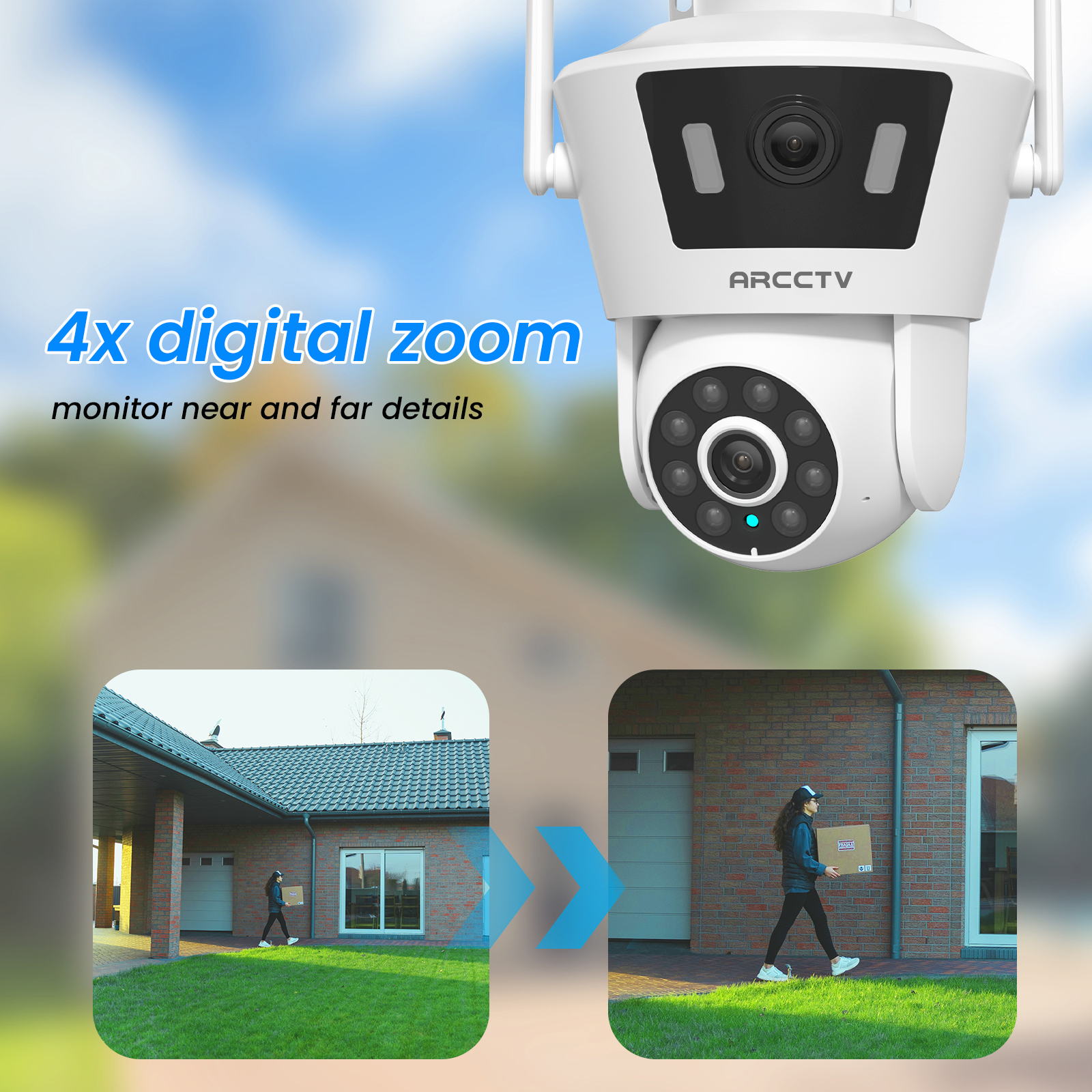 ARCCTV P7 3MP Surveillance Camera Dual Lens Dual Live View Outdoor Camera