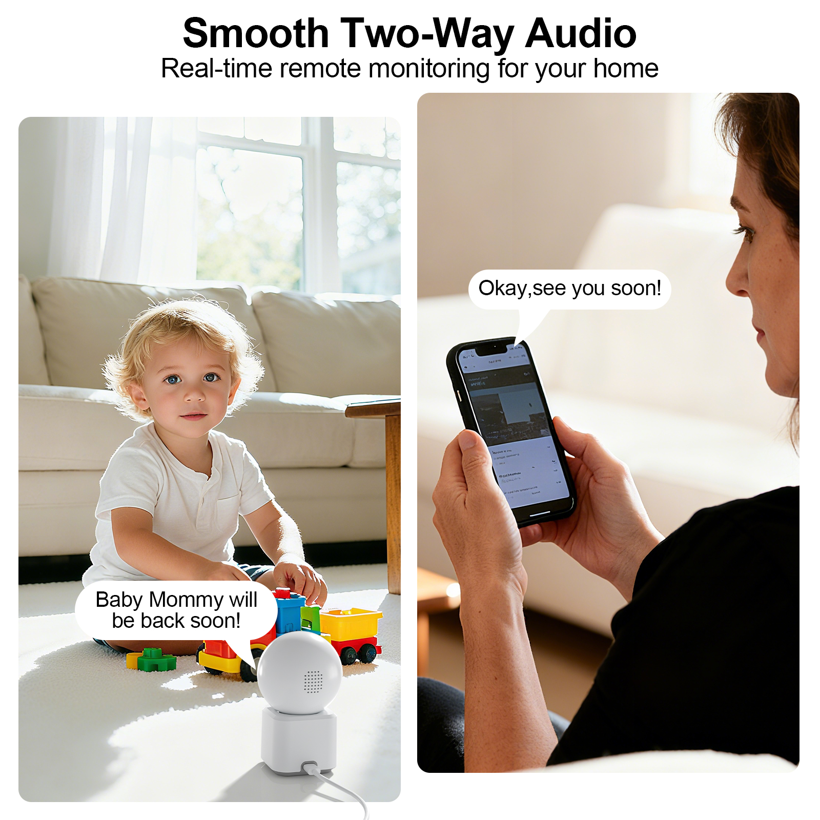 ARCCTV 2K WiFi Baby Monitor Camera HD Two Way Talk IR Night Vision Security PTZ Camera 360° View Auto Tracking