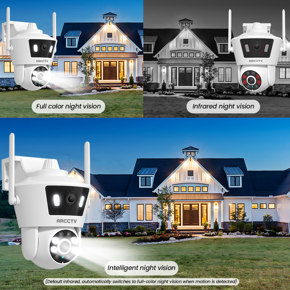 ARCCTV P7 3MP Surveillance Camera Dual Lens Dual Live View Outdoor Camera