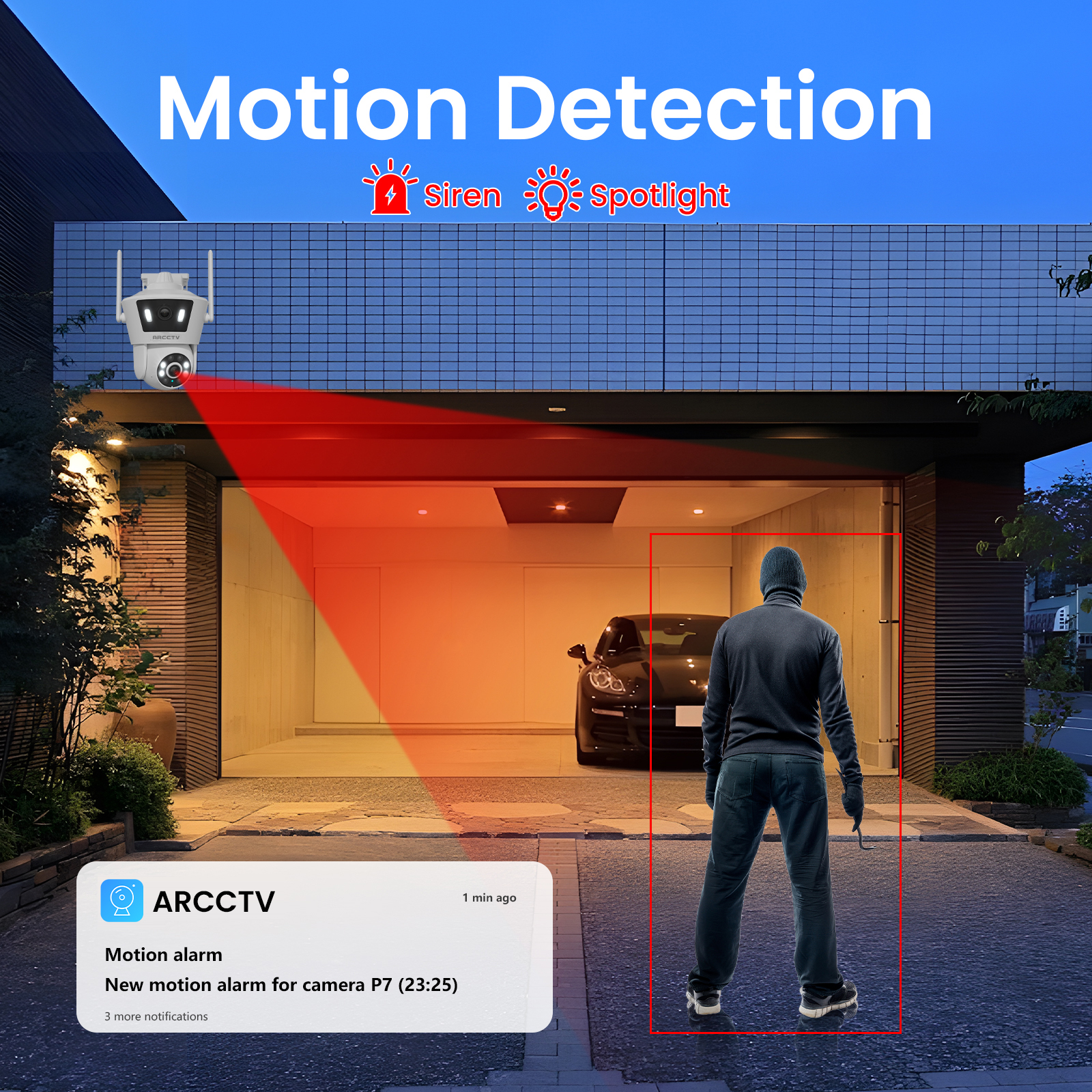 ARCCTV P7 3MP Surveillance Camera Dual Lens Dual Live View Outdoor Camera