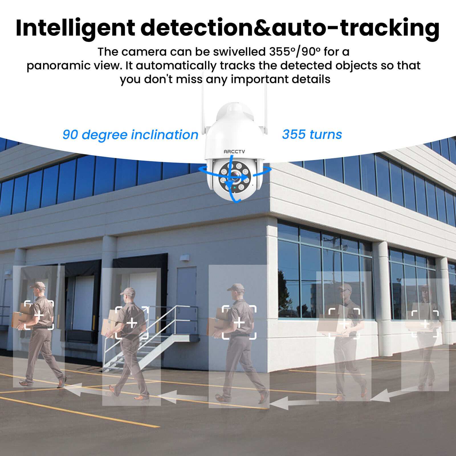 ARCCTV P2 Pro 2K 3MP WiFi PTZ Camera with 360° View