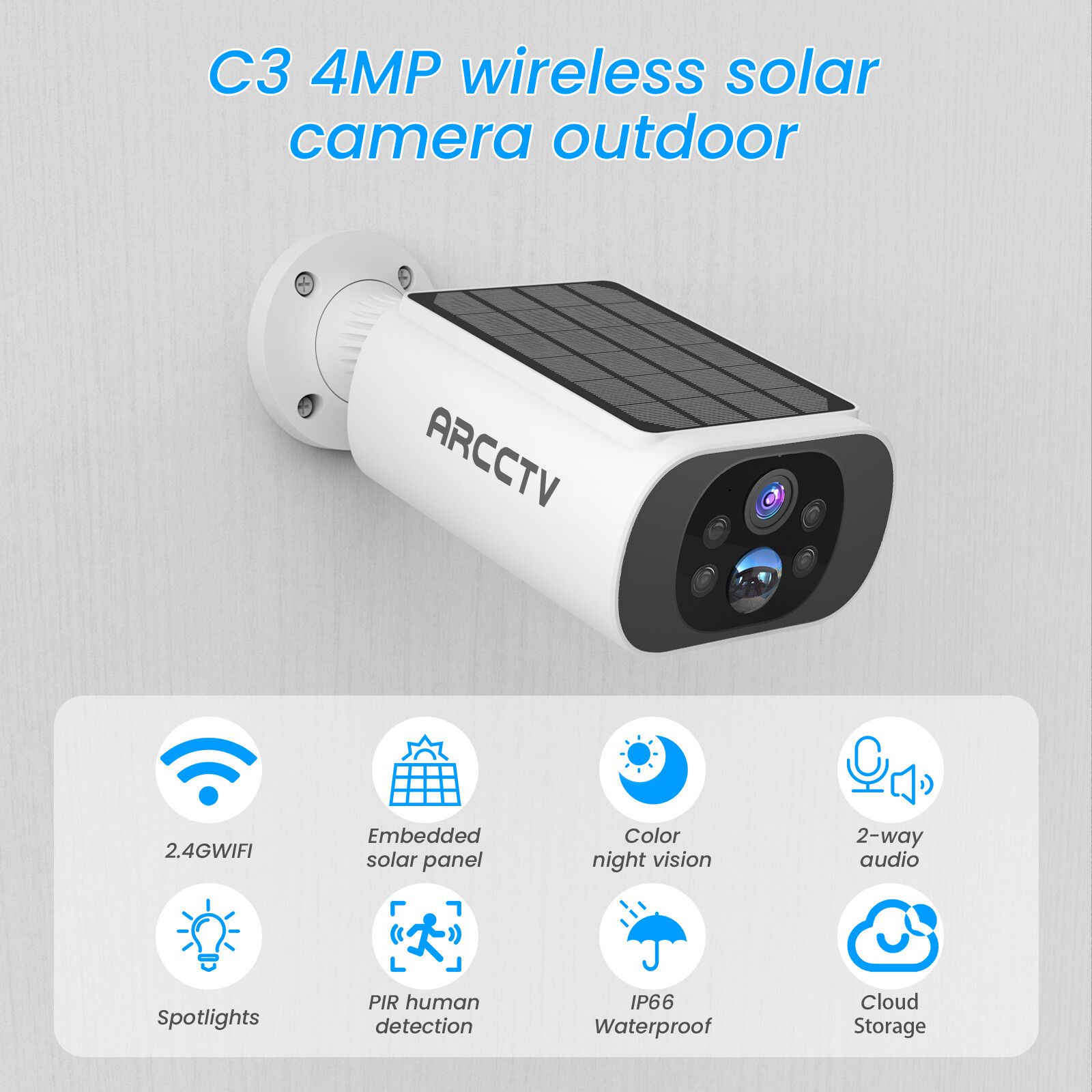 ARCCTV C3 Pro 2K 4MP Integrated Solar Battery Camera