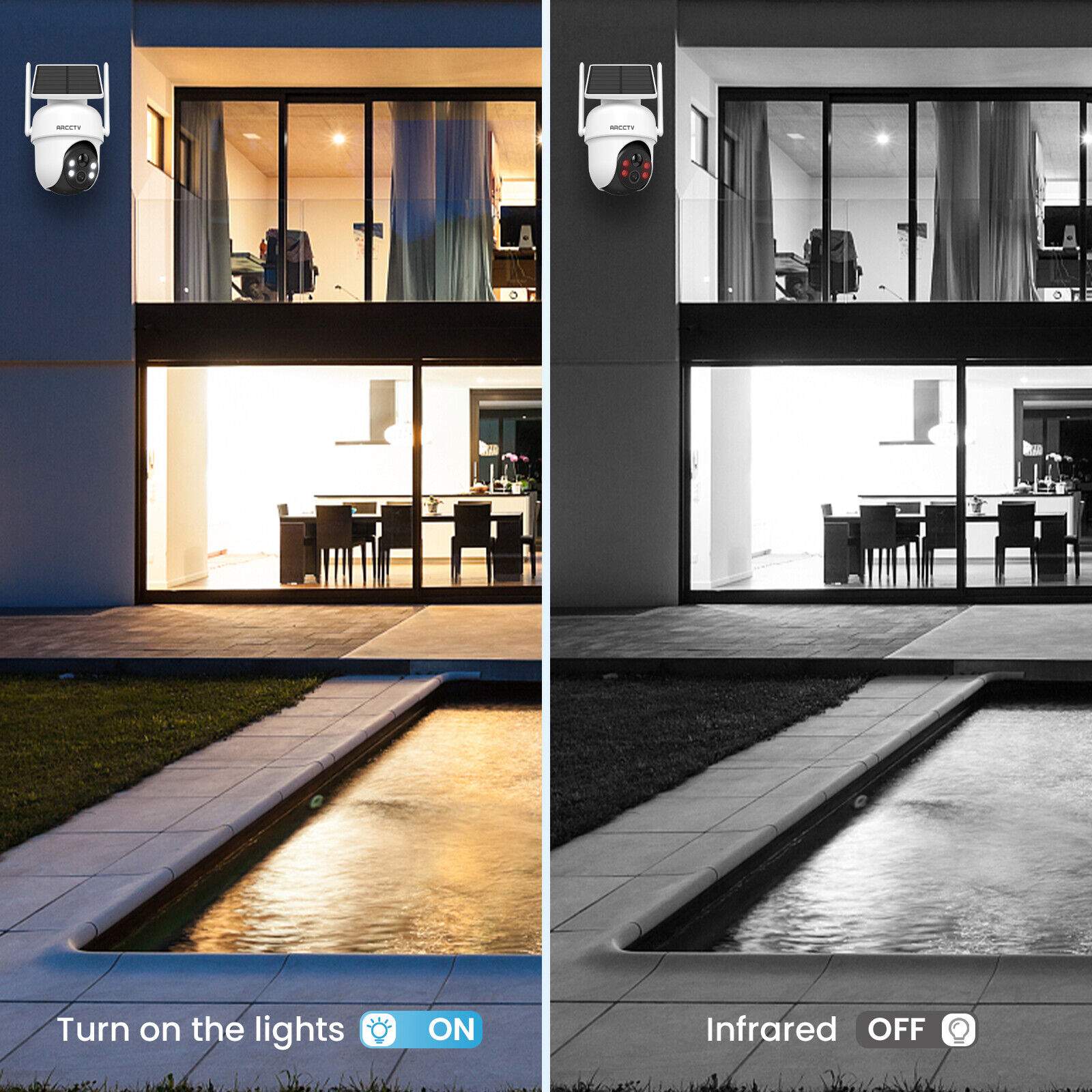 ARCCTV Pro 2K 4MP Integrated Solar Panel Battery Cameras System with 64GB SD Card