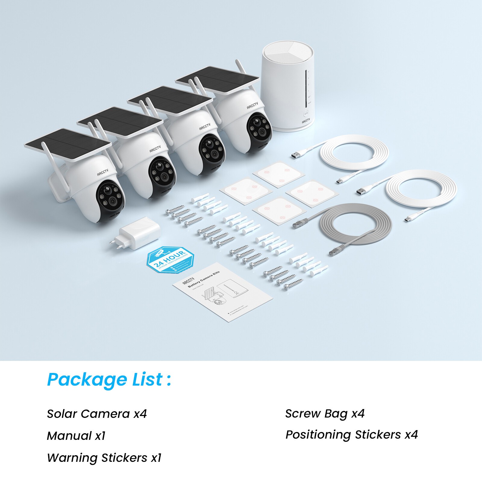 ARCCTV Pro 2K 4MP Integrated Solar Panel Battery Cameras System with 64GB SD Card
