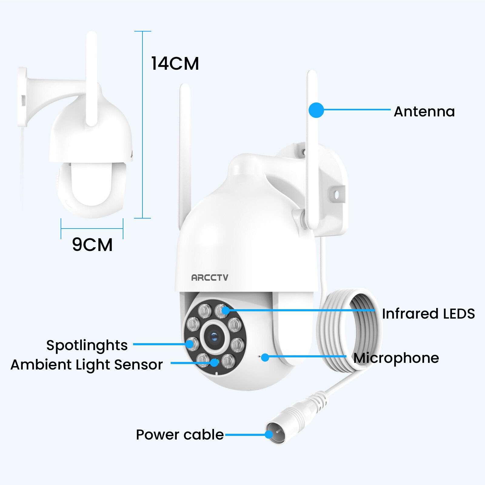 ARCCTV P2 Pro 2K 3MP WiFi PTZ Camera with 360° View