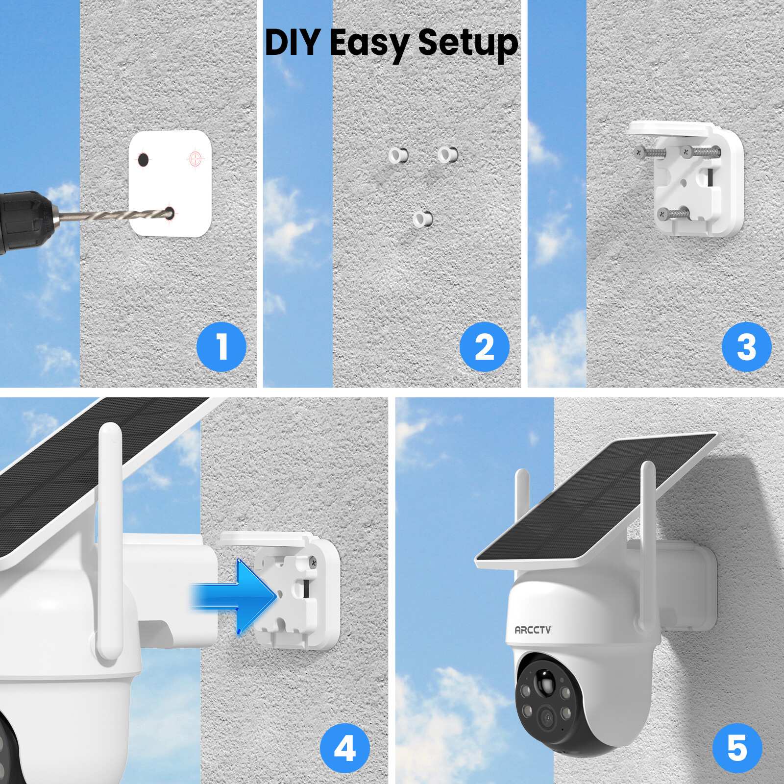 ARCCTV Pro 2K 4MP Integrated Solar Panel Battery Cameras System with 64GB SD Card